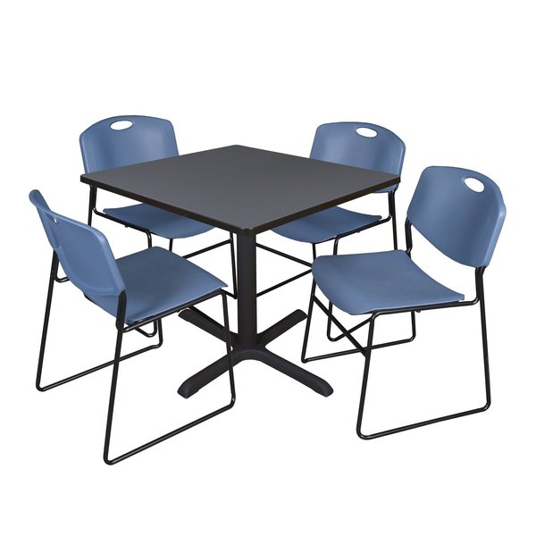 Cain Square Tables > Breakroom Tables > Cain Square Table & Chair Sets, 42 W, 42 L, 29 H, Grey TB4242GY44BE
